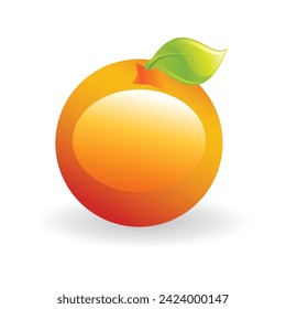 orange yellow fruit ilustration with green leaf