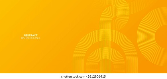 Orange and yellow gradient abstract background. Glowing geometric circle lines pattern. Futuristic concept. Suit for brochure, banner, poster, cover, website, flyer
