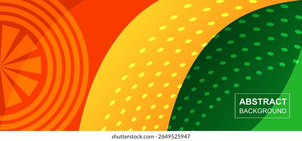 Fondo verde amarillo anaranjado con el concepto abstracto geométrico del elemento. Diseño de Ilustración vectorial