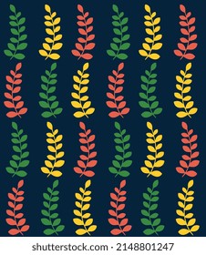 orange yellow green leaf design on dark blue background