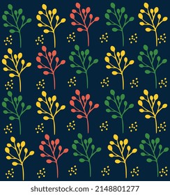 orange yellow green leaf design on dark blue background