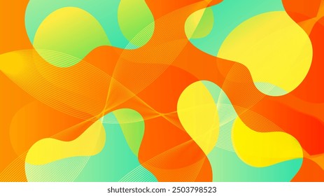 Orange yellow and green minimalist simple background with shapes