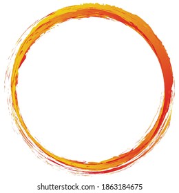 Orange, yellow grungy, grunge circle for blaze, burn, fire concepts. Vector design
