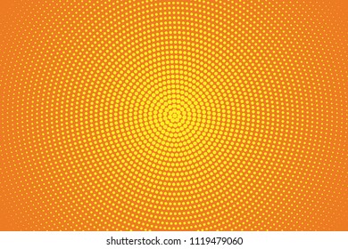Orange and yellow halftone background. Digital gradient. Abstract backdrop with circles, point, dots. Dotted pattern. Futuristic panel Vector illustration