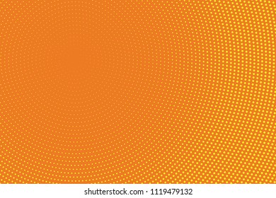 Orange and yellow halftone background. Digital gradient. Abstract backdrop with circles, point, dots. Dotted pattern. Futuristic panel Vector illustration