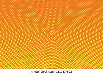 Orange and yellow halftone background. Digital gradient. Abstract backdrop with circles, point, dots. Dotted pattern. Futuristic panel Vector illustration