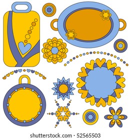 Orange, yellow and heart vector graphic collection
