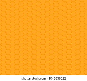 Orange yellow hexagon honeycomb seamless pattern. Vector illustration.