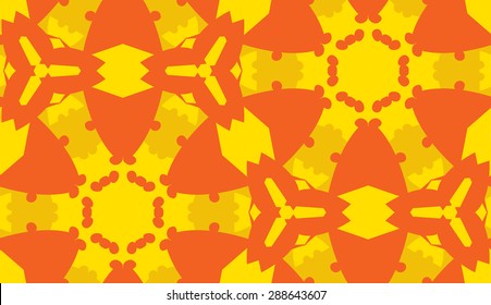 Orange and yellow hexagons and propeller shapes pattern