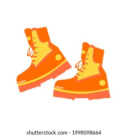 Orange and yellow high boots Flat vector icon illustration