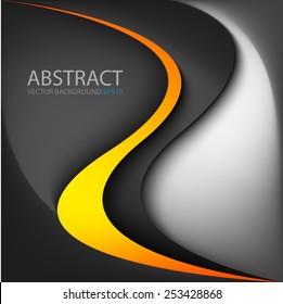 Orange and yellow line background on black space grey silver background overlap layer paper for text and message modern design