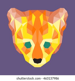 Orange and yellow low poly ocelot