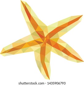 Orange and yellow low polygon sea starfish