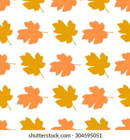 Orange and yellow maple leaves on a white background.
