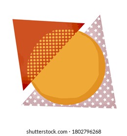 Orange and Yellow modern circle template, advertising and social media publications, dots and star pattern, empty space for text and information, geometric elements isolated, vector illustration