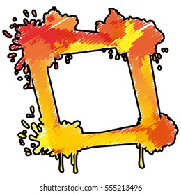 orange and yellow paint splash in frame shape over white background. colorful design. vector illustration