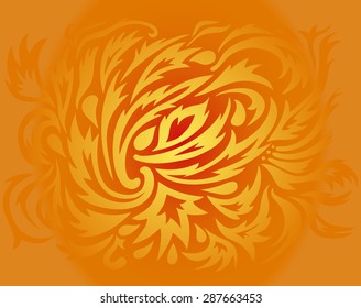 Orange and yellow patterns on a white background