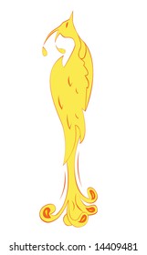 Orange and yellow phoenix. Vector.