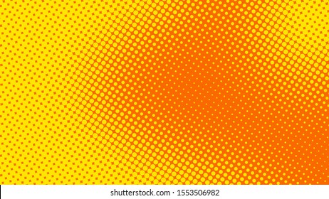 Orange and yellow pop art background in retro comic style with halftone dots design, vector illustration eps10