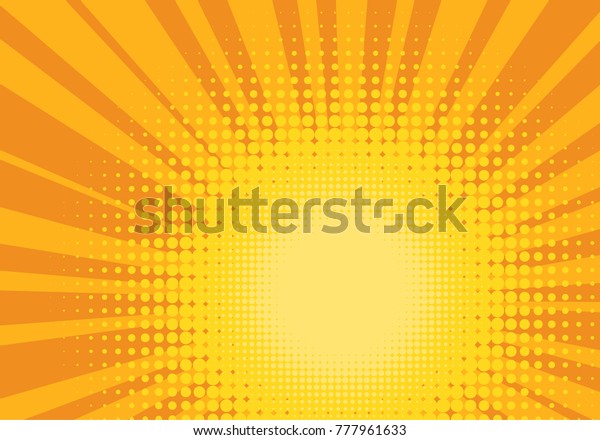 橙色和黄色波普艺术背景 积极的快乐背景 半色调太阳设计模板 矢量插图 库存矢量图 免版税