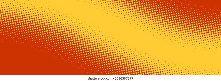 Orange and yellow pop art retro comic background with halftone dots design, vector illustration EPS10