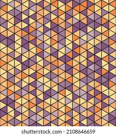 Orange, yellow and purple retro abstract triangle or cubes pattern background. Vector illustration.