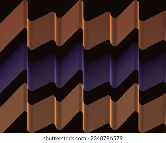 Orange, yellow and purple wavy pattern on brown background. Wavy lines on brown. Illustration of the abstract orange, yellow and purple pattern. Halloween colors vector illustration.