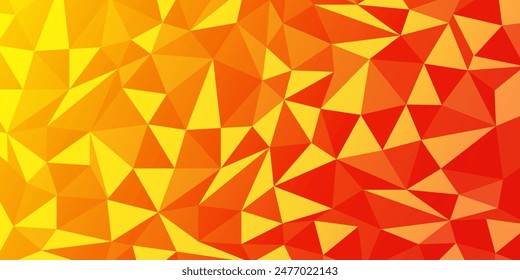 Orange, Yellow, Red Background with Triangle Pattern, Vector Illustration
