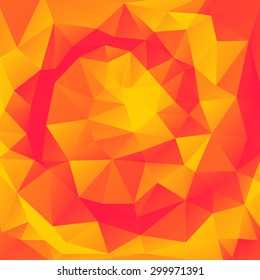 Orange, yellow and red colors Polygonal mosaic background, vector illustration