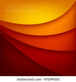 Orange yellow red gradient tone color curve line overlap paper layer vector background with space for artwork design