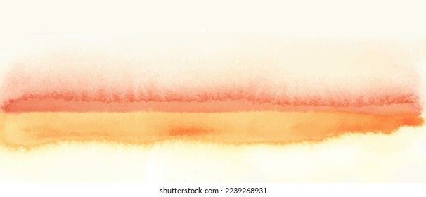 Orange, yellow, red watercolor abstract background, form, design element. Colorful hand painted texture, wash. Horizontal wallpaper, background.