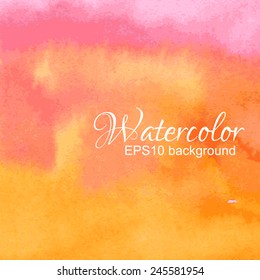 Orange, yellow and red watercolor vector background.