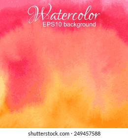 Orange, Yellow And Red Watercolor Vector Background.