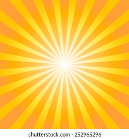 Orange And Yellow Shiny Starburst Background. Sunburst Abstract Texture.Vector Illustration.