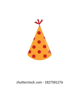 Orange Or Yellow Single Party Cap Or Hat With Red Polka Dot For Holiday, Birthday And Event. Isolated Cartoon Vector Illustration Of Party Cap.