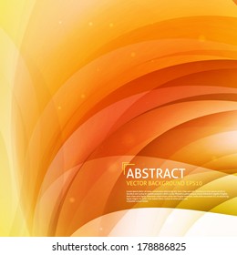Orange, yellow smooth twist light lines vector background design. Eps 10. 