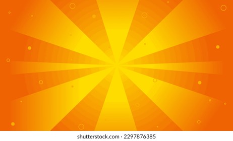 El Sol Amarillo Naranja Se Brilla Sobre Un Fondo Jugoso. Jugo naranja. Elemento Círculo BG. Brillante de luz de explosión. Diseño de vectores de fondo de dibujos animados.