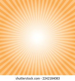 Orange yellow sunburst Background. Retro radial background template. Abstract backdrop with rays. Vector illustration.