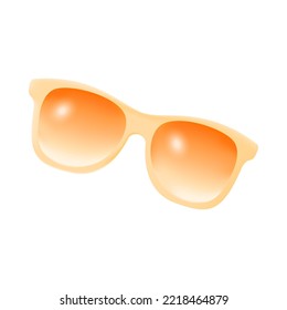 Icono 3D de gafas de sol de color naranja o amarillo. Gafas de verano, playa o solárium 3D ilustraciones vectoriales sobre fondo blanco. Viajar, vacaciones, vacaciones, accesorios, concepto de verano