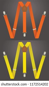 Orange and yellow  suspenders. vector illustration