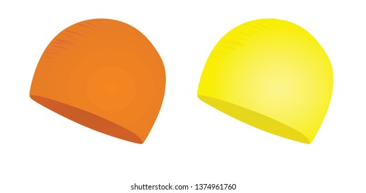 Orange and yellow swim hats. vector illustration