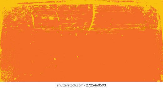 Orange und gelbe Textur grunziger Hintergrund mit gestresstem Wettereffekt. Retro grungy übermäßig Pinselstrich Hintergrund. Farbige abstrakte Oberflächenstruktur, eps 10