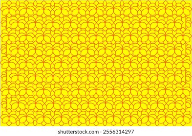 Orange and yellow thin line seamless vector pattern. Geometric floral linear flower the pattern. Luxurious oriental art deco texture background. Orange lines on yellow background design wedding.