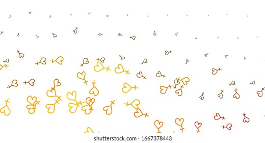 Anaranjado, fondo vectorial amarillo con símbolos femeninos. Símbolos feministas coloridos con un degradado de estilo moderno. Antecedentes del Día Internacional de la Mujer.
