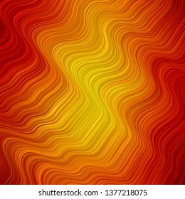 Orange and yellow vector background with curved lines. Colorful illustration, which consists of curves. Template for cellphones.