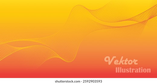 Orange yellow vector background with wavy lines. Template
