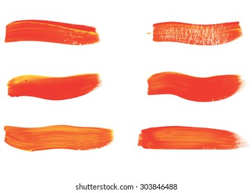Orange and yellow Vector brush strokes collection. Hand-drawn acrylic brush texture. Abstract. Colorful template. EPS 8