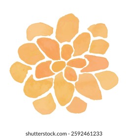 orange yellow watercolor floral vector illustration, soft pastel hand-painted flower, delicate artistic botanical clipart romantic blooming rose succulent, nature invitation print decoration ornament