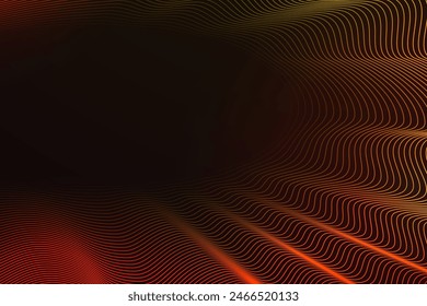 Fondo de onda naranja y amarillo. Diseño de Vector con efecto de luz de neón. Líneas onduladas brillantes