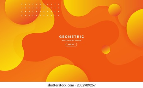 Orange and yellow waves background. Dynamic textured geometric element design with dots decoration. Modern gradient light vector illustration